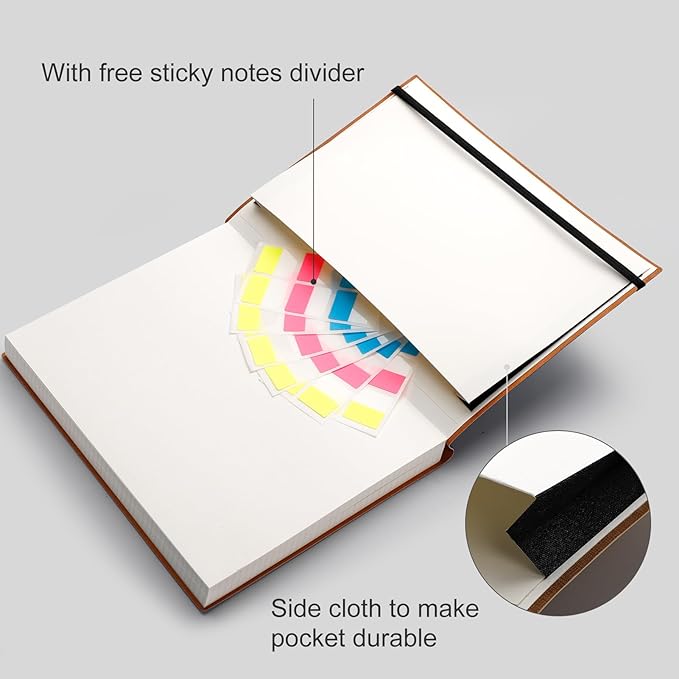 AHGXG Graph Paper Notebook - 320 Pages Grid Paper Notebook Large Journal B5, 100gsm Thick Graph Paper, Leather Softcover, Inner Pocket, 7.6'' X 10''- Black