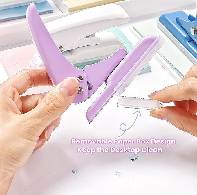 Single Hole Punch, 40 Sheets Punch Capacity Hole Puncher Heavy Duty Hole Puncher Single Small Hole Punch One Hole Puncher for Crafts Paper Cards Tags Scrapbook-1/4 inch Hole, Blue