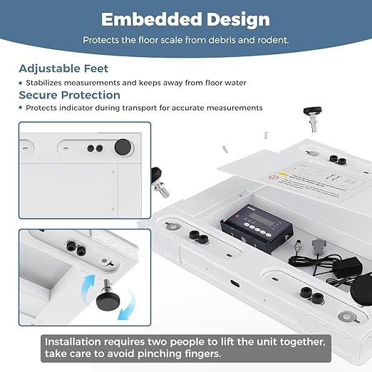 24"x24" Industrial Floor Scale, Precision Pallet Scale with Digital Indicator, Heavy Duty Weighing Scale for Floor Bench Office Weight Weighing, 2500 lb x 1 lb, Grey