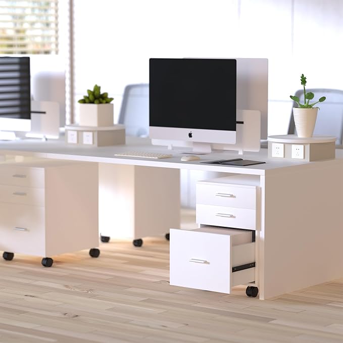 3 Drawer Mobile File Cabinet on Wheels,White Rolling Storage Cart Organizer for Letter/A4 Files, Ideal for Office, Home, Classroom Organization,Printer Stand,19" L x 16" W x 22" H