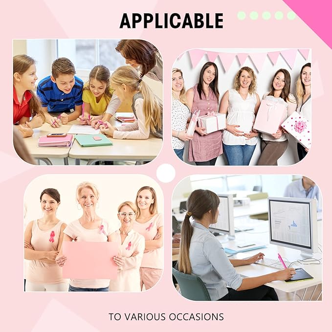 Teling 100 Pcs Ballpoint Pens Retractable Comfortable Cute Stylish Writing Pens in Medium Point 1.0 mm for Office Supplies(Rose Red)