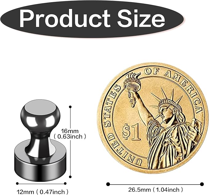 LOVIMAG Fridge Magnets for Office Accessories, 20 Pcs Black Refrigerator Magnets for Office Organization, Small and Strong Push Pin Magnets for Whiteboard, Office,Classroom,Kitchen,Locker etc