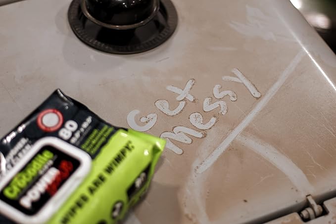 Crocodile Cloth Power Scrub - 40 (15" x 10") Heavy Duty Cleaning Wipes. Safe on Skin & Multiple Surfaces. Infused with Aloe & Vitamin E. Textured, Large, Pre-Moistened & Absorbent.