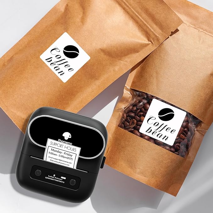 3 Rolls Phomemo Thermal Labels- 1.57''x 1.57'' Sticker Label Compatible for Phomemo M110/M220/M108/M250/M120/M150/M260 Thermal Printer, for Barcode, Address, Mailing, Black on White