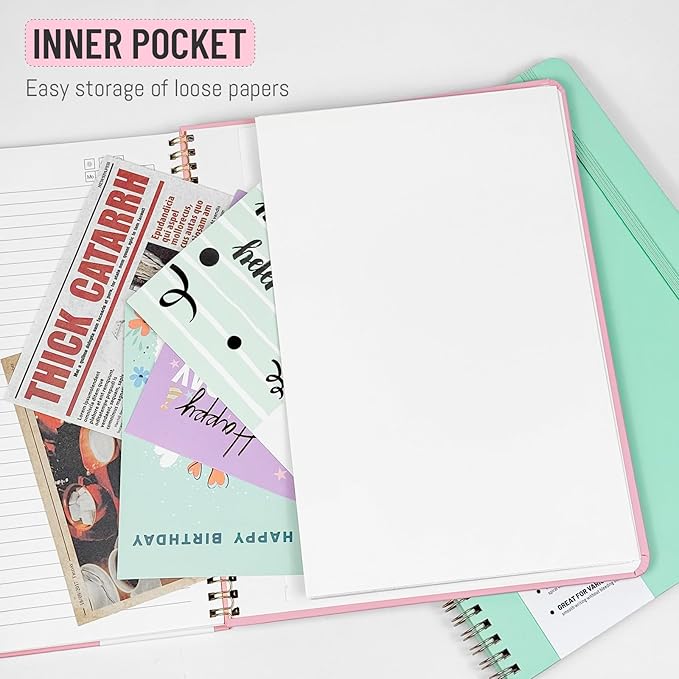 Lined Spiral Notebook A4 Hard Cover Notebook 8.5" x 11", Black College Ruled Notebook for Work, 120 Pages 100GSM Large Thick Paper Writing Journal for Women & Men