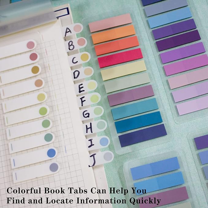 ELII 1600pcsTabs Page Markers Morandi Sticky Index Tabs,Transparent Sticky Notes Book Markers Tabs Label Stickers Index Tabs for Reading Notes, Classify File