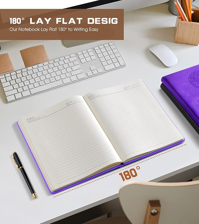 Lined Journal Notebook for Women Men,256 Pages B5 Large Hardcover Leather Journals for Writing,Travel,Business,Work,School,College Ruled Notebooks for Note Taking,Diary Notepad 7.8"×10.2"