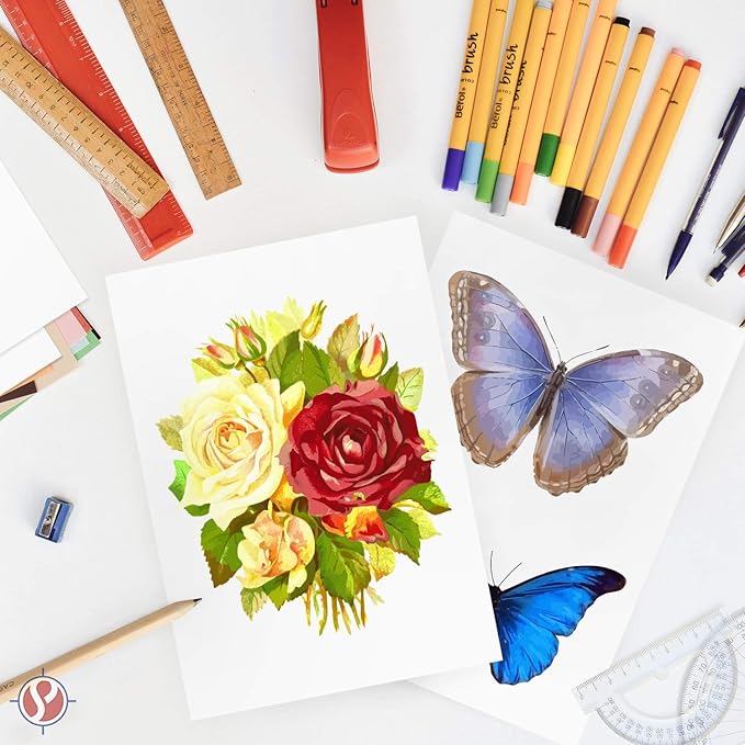 A5 Premium White Cardstock | For Copy, Printing, Writing | 5.83" x 8.27" inches (148 x 210 mm - Half of A4) | Full ream of 100 Sheets | 80lb