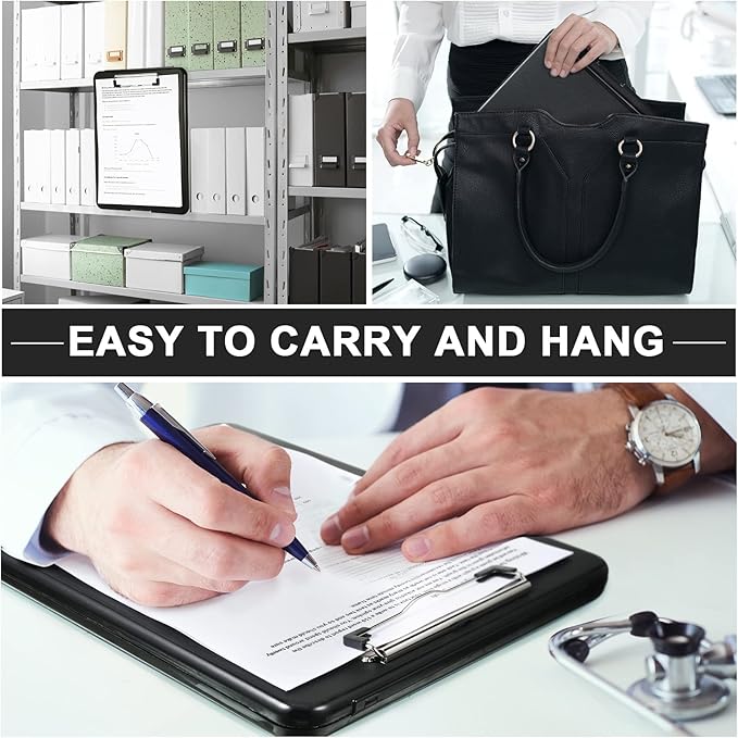 15 Pcs Clipboard with Storage Plastic Nursing Clipboard 9.5 x 13.5 Inch with Low Profile Clip Foldable Clip Board with Storage for Home Office Back to School Supplies