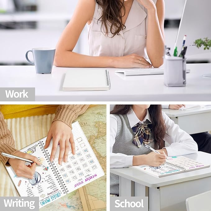 AHGXG Graph Paper Notebook - Spiral Notebook Journal 7.6" x 10", B5 Large Graph Notebook, 140 Pages, 100 gsm Thick Grid Paper, Waterproof Plastic Cover, for School Writing Engineering, Transparent