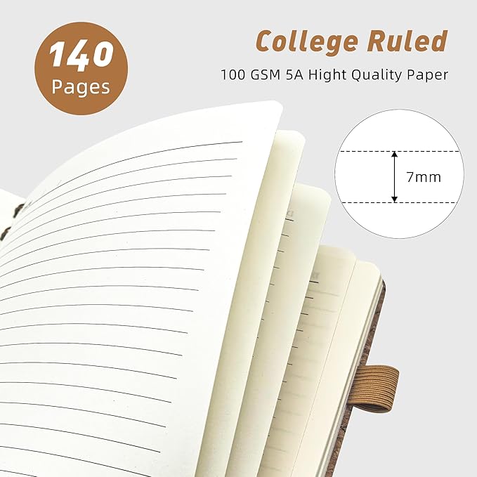Lined Spiral Journal Notebook for Women & Men, College Ruled Hardcover Notebook for Work & Note Taking, Journals for Writing, Cork Cover, 100 GSM, Business, School, 140 Pages, A5(5.8"x8.5") - Yoga