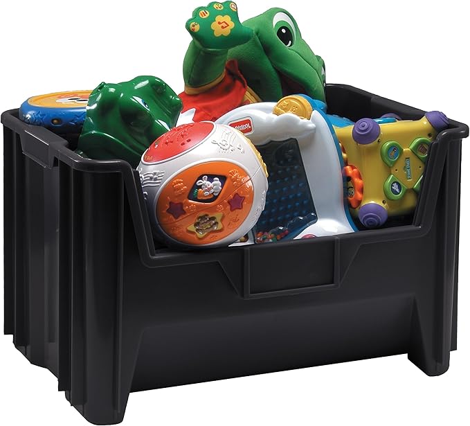 Hudson Exchange 20" x 15" x 12.5" (1 Pack) Plastic Giant Stackable Hopper Bin Container, Black