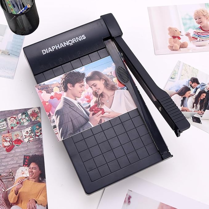 Guillotine Paper Trimmer, Mini Compact Paper Cutter, 1/4-Inch Grid for Precision Cutting, Straight Cuts Up to 3 Sheets, Perfect for Photos,Coupons,Card Making and Small Craft Projects (Grey)