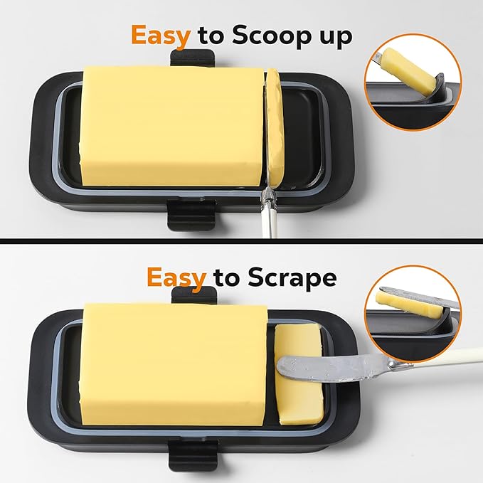 Pisol Large Butter Dish with Lid for Countertop and Fridge Refrigerator Door Shelf, Airtight 250g Butter Keeper for East Coast/West Coast/European/Kerrygold Butter/French Butter/Cream Cheese