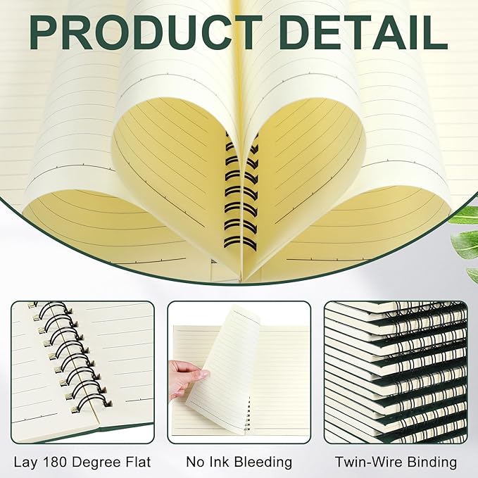 Yahenda Spiral Notebook Bulk A5 Journal Lined 8.3'' x 5.5'' Writing Composition Paper Small Notepad Subject Notebook for Students Office Business Back to School Supplies(Deep Green,108 Pcs)