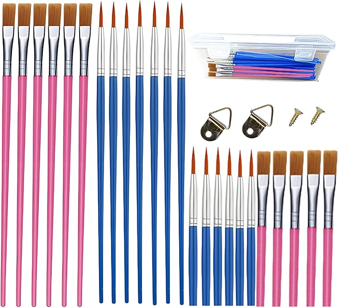50Pcs Drawing Pen Set, Loose Brush Washable Art Brush, Suitable for Students, classrooms and Handicraft Painting, Graffiti, Watercolor Painting and face Painting Blue-50pcs(Mix)