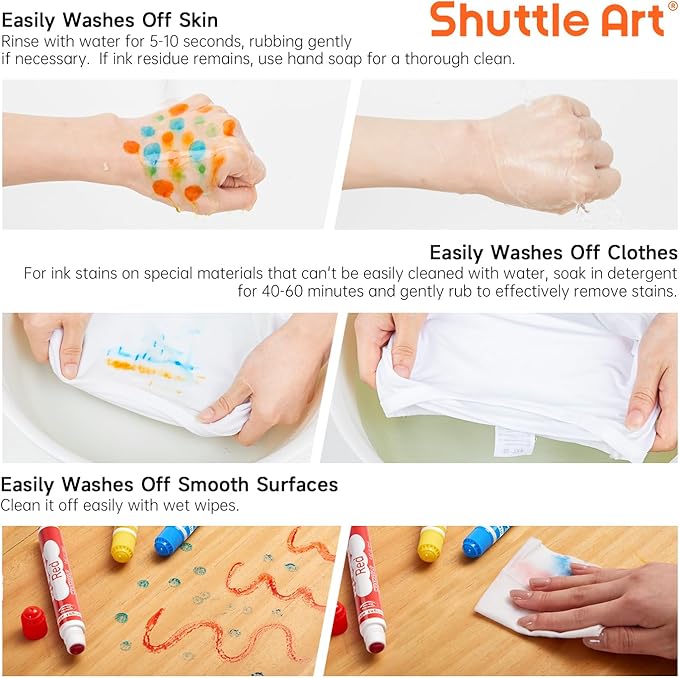 Shuttle Art Dot Markers, 15 Colors Washable Dot Markers for Toddlers,Bingo Daubers Supplies for Kids Preschool Children, Non Toxic Water-Based Bingo Daubers