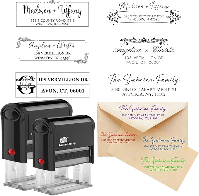 EAQ Custom Stamp Self Inking Return Address Stamp, Personalized Stamp with Text Logo | Business Logo Stamp | Address Stamp | Wedding Stamp