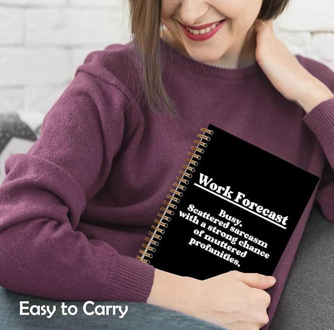 Funny Notebook for Work, Funny Notebooks for Coworkers, Sarcastic Office Humor Gifts for Coworkers, Work Forecast Hardcover Spiral Notebooks, 5.5x8.3 Inch