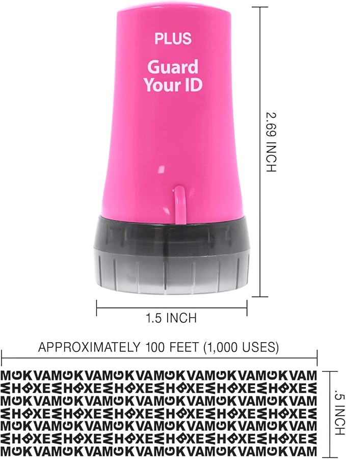 Guard Your ID Advanced Security Roller 2.0 Identity Theft Prevention Stamping Pink