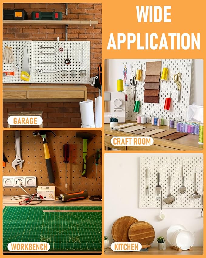 INCLY 1/4" Pegboard Hooks Set for Hanging, 206PCS Heavy Duty Peg Board Hooks & Hangers Only Fit 1/4 Inch Pegboard for Tools Crafts Assortment Garage Organizer Attachment Peg Board Accessories