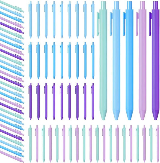 Fulmoon 50 Pcs Ballpoint Pens Bulk Retractable Comfortable Writing Pens Cute Back to School Supplies in Medium Point 1.0 mm for Teacher Student Bridal Shower Baby Shower (Multicolor,Black Ink)