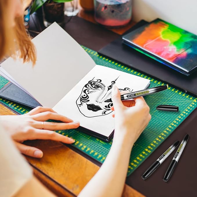 SFAIH Black Permanent Markers Bulk - 36 Pack, 1s Quick Dry, Non-Fading, Fine Point Permanent Pens for Plastic Glass Metal Wood Paper Stone, Office Classroom Kitchen, Doodling, Marking, Waterproof