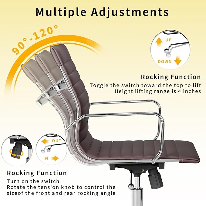 Chair, Desk Computer Chair ,with Armrests ,Ergonomic Office Chair for Home and Office, 17.32 x 22.83 x 35.43 inches, Multiple Colors (Brown)