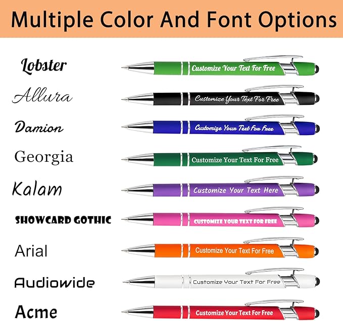 Max 500 Pcs Personalized Pens Bulk, Custom Pens with Free Engraving, Customized Stylus Tip Ballpoint Pen with Your Name Massage Text for School Office Business Graduation Anniversaries-20 Packs