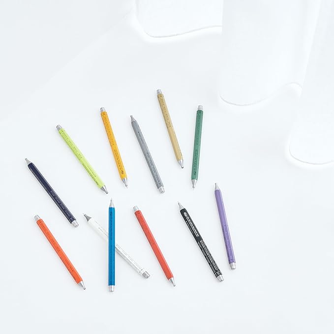 MARK'STYLE days, Gel Ink Metal Ballpoint Pen - 0.5mm Retractable Black Ink, Retro styling Light Weigh Pen, Made in Japan- Perfect for School, Office, and Journaling (Navy)
