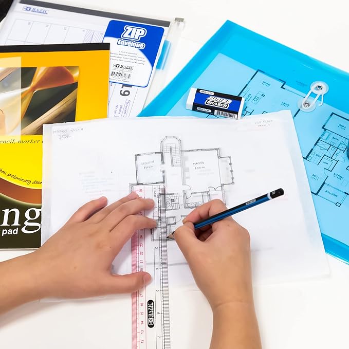 BAZIC Plastic Clear Ruler 12" (30cm), Inches Centimeter Metric Measuring Drafting Rulers, 288-Packs