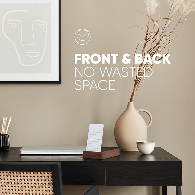 Undated Daily Planner To Do List Notepads and Walnut Stand - 120 Checklist Cards, 10 Goal Cards - Perfect Note Pads for Work Desk or School - ADHD Office Accessories - Productivity Task Analog