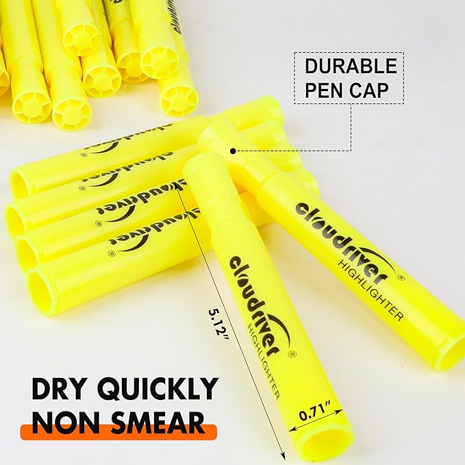 cloudriver Highlighters Bulk Pack of 78, Yellow Highlighter, Chisel Point, Quick Drying Ink, Highlighters Suitable For Classroom, Office And Shop