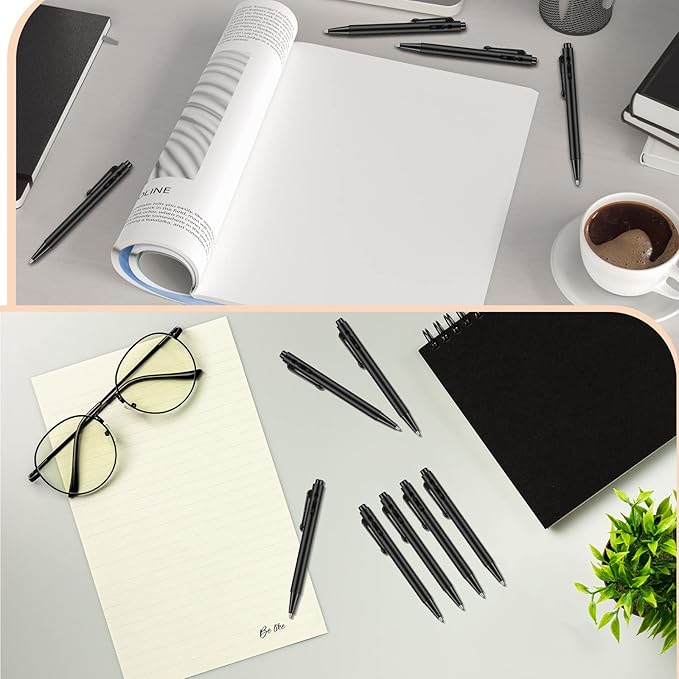 Eaasty 100 Pcs 4'' Mini Pen Bulk 0.7 mm Small Retractable Ballpoint Tiny Black Ink Pen Gel Pens with Clip Smooth Writing Pens for Pocket Journal Writing Office