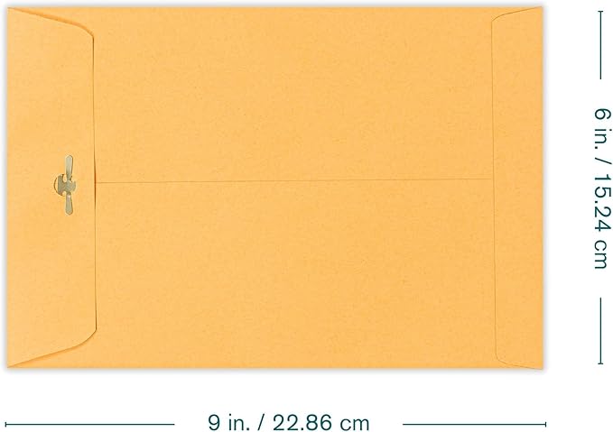 6x9 Clasp Envelopes – 100 Pack Brown Kraft Catalog Envelopes with Clasp Closure & Gummed Seal – 28lb Heavyweight Paper Mailing Manila Envelopes for Home, Office, Business, Legal or School