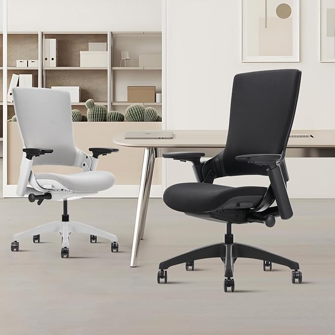 CLATINA Office Chair Swivel Executive Chair, Adjustable Ergonomic Computer Chair with 3D Armrest and Lumbar Support, Fabric Backrest Task Chair for Home Office Conference Room