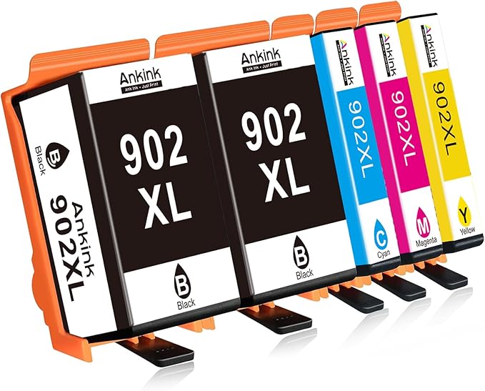 902XL 5 Combo Pack Ink Cartridge Compatible for HP 902 HP902 XL (2 Black CMY) Work with OfficeJet Pro 6978 6968 6970 6975 6960 6979 OfficeJet 6958 6962 6950 6954 6951 6956 6961 6963 6964 Printers