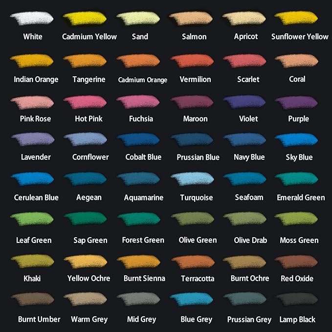 Mont Marte Soft Pastels in Tin Box Signature 48pc, 48 Assorted Colors, Vibrant Pastel Sticks, Great Blending, Comes in Storage Case, Ideal for Art, Craft, Coloring and Sketching