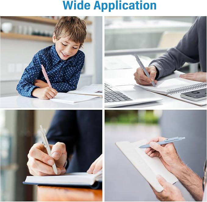 5 Pcs Gel Ink Pens, 0.5mm Fine Point Black Ink Ballpoint Pens, Metal Clip Retractable Pens, Quick Drying Pens for Smooth Writing (Morandi)