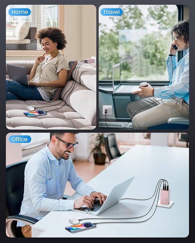 150W USB C Charger Block,GaN III Compact Foldable Wall Charger 3 Port Fast Charging Station,PD QC PPS Portable USB C Hub 100W Laptop Adapter for MacBook Pro/Air,iPad,iPhone 17/Pro,Galaxy S24,Dell etc