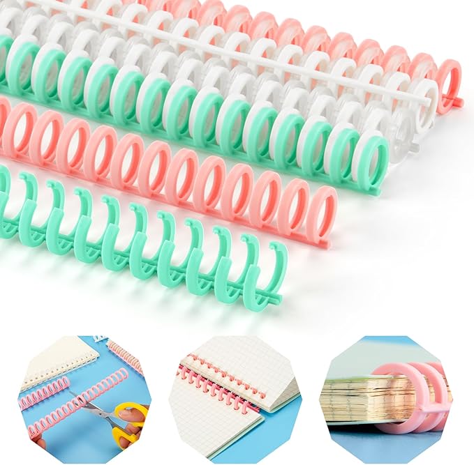 Binding Spines/Coils/Combs Easy to Open Close Adding Pages for Binding Machine Worklion,26pcs,Diameter 1/2", 30 Ring, Maximum 85 Sheets, Multicolor Trimmable Binding Combs