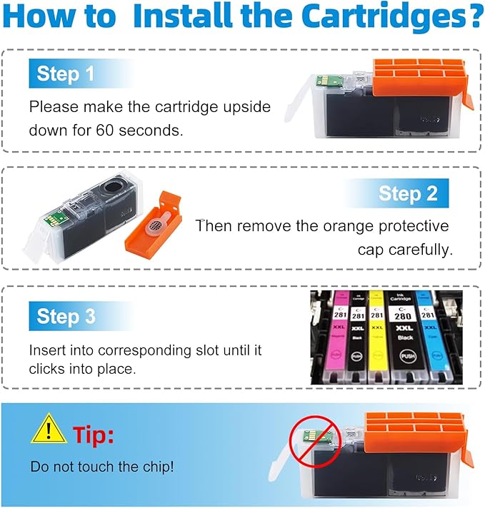 Compatible Ink Cartridge Replacement for for Canon pg280 bk PGI-280 PGI-280XXL BK Black Ink TankWorks for PIXMA TR7520 TR8520 TR8620 TS6120 TS6320 TS8220 TR8622 TS9120 Printers(3Pack)