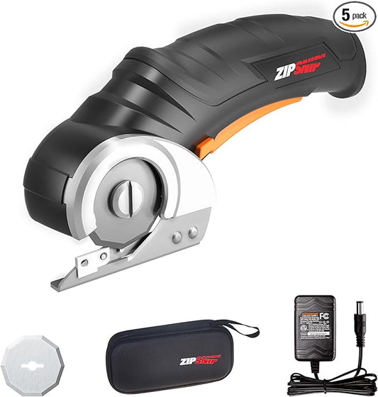 Worx Zipsnip Cordless Electric Scissors, Rechargeable Cardboard Box Cutter, 4V Powerful Fabric Scissors with 2 Safety Blades & Storage Bag WX082L.2