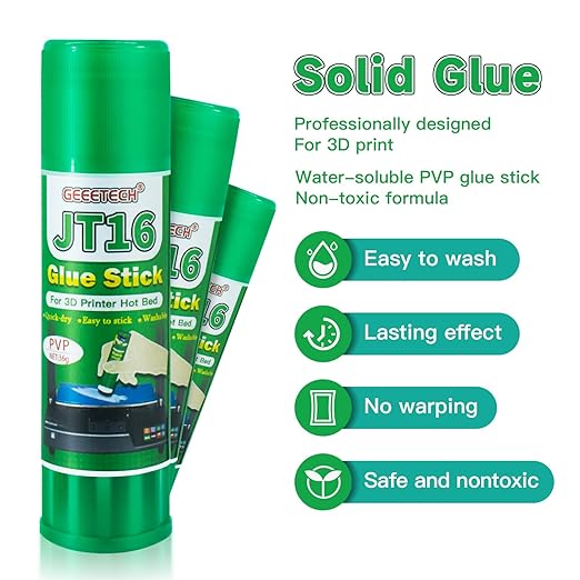 Geeetech 3 Pieces 3D Printer Glue Sticks 36 Gram Each PVP Solid Glue Stick for 3D Printer Hot Bed, Water-Soluble Glue Stick, Quick Dry, Easy to Stick and Washable