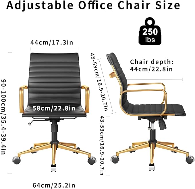 Chair, Desk Computer Chair ,with Armrests ,Ergonomic Office Chair for Home and Office, 17.32 x 22.83 x 35.43 inches, Multiple Colors (Gold Black)