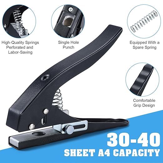 Hole Punch,Heavy Duty Hole Puncher Single,Paper Punch Portable Hand Held Long Hole Punch for Paper Cards Plastic Cardboard (10MM)