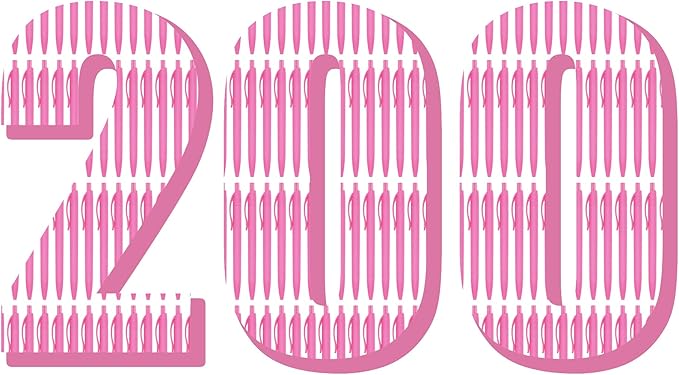 Deegtran 200 Pack No Bleed Pink Barrel Click Pens, Wholesale Retractable Ballpoint Pens, Medium Point, Smooth Ink, 1.0MM Black Ink