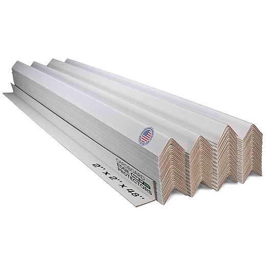 IDL Packaging - CEP-48 Cardboard Edge Protector 2” X 2” X 48”, Pack of 100 – V-Board Reinforced Cardboard Corners for Shipping – White Kraft Cardboard Corners for Packing – Moving Corner Protectors