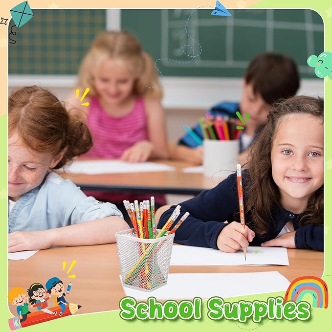 Tenceur 48 Pcs 1st Graders Pencils, 1 Motivational Cute Pencils Bulk with Erasers for Kids Student Teacher Classroom Reward Back to School Supplies