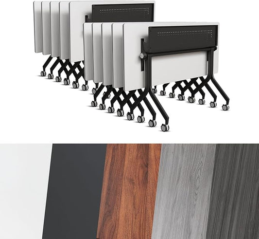 Conference Room Table, Folding Conference Tables,Thicken Grey Tabletop,Flip Top Wooden Seminar Meeting Room Table for Conference Room Offices (10, Black Drawer, 47.2“)